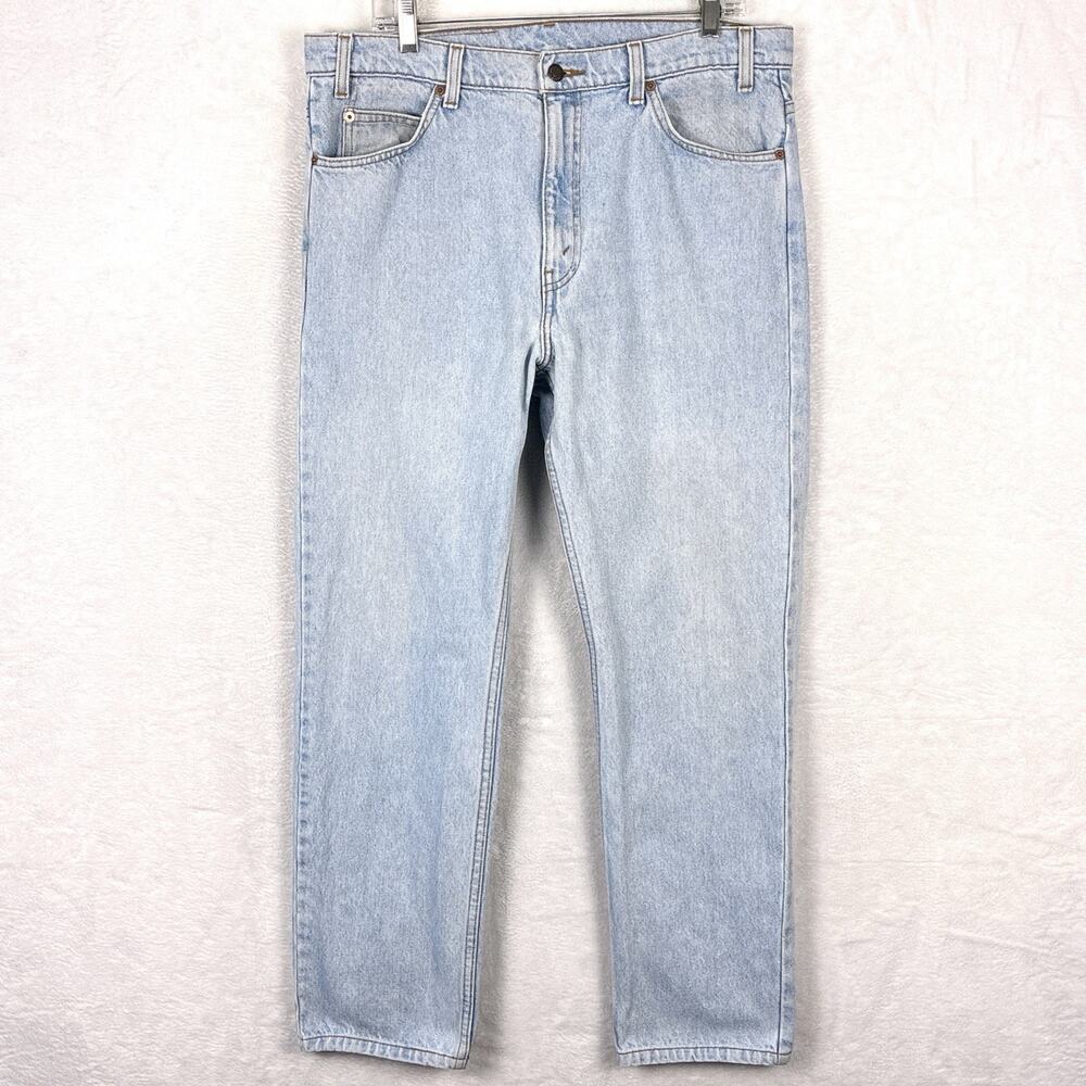 VTG Levis 505 Orange Tab Jean Men 36x30 Light Wash Faded Straight Leg Grunge 90s